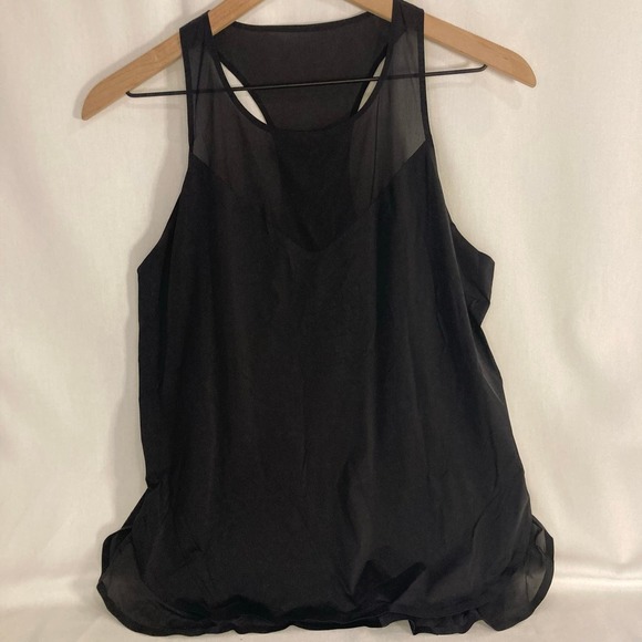 Athleta Mesh V Neck Razor Back Nylon Tank Top Black Womens Size Small - Picture 1 of 6